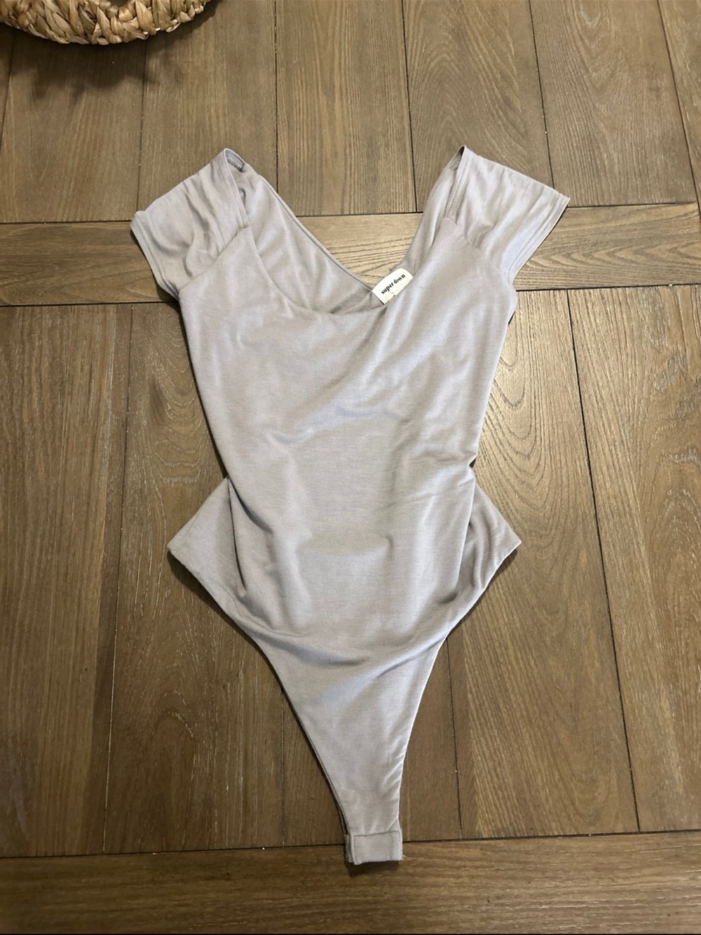 superdown Light Gray Scoop Neck Bodysuit